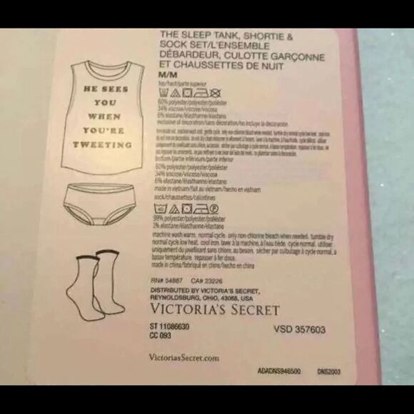 Victoria’s Secret The Sleep Tank, Shortie and Sock set Size Medium - Picture 4 of 4